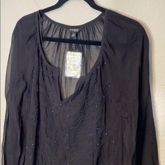 Lucky Brand Sheer Embroidered Blouse - Picture 9 of 12